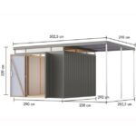 KOVINSKA VRTNA HIŠKA KARIBU AURUM 3.5 SIVI ALUMINIJ Z 2 M PODALJŠKOM STREHE - slika 2